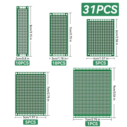 Miniatura 3 de Smraza Kit de placa PCB de doble cara de 104 piezas, placas de prototipo para soldadura de bricolaje y placas de circuito electrónico compatibles