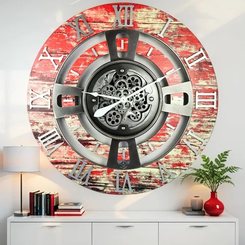 Miniatura 8 de ImprovingLife The Gears Reloj de pared con engranajes móviles reales línea Inglaterra (Verde Aguamarina, 24 pulgadas (60 cm))