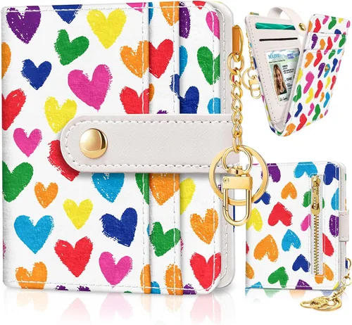 Miniatura 34 de Jogjam Cartera pequeña para mujer, Rfid delgada y compacta para tarjetas de crédito, billetera plegable de piel sintética, bolsillo con cremallera