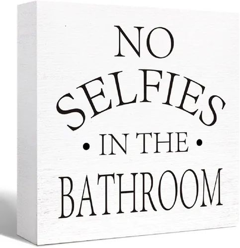 Miniatura 8 de Letrero de madera para baño de niños, divertido letrero de madera de precaución para el baño de niños, estante de baño, estantes de baño, decoración