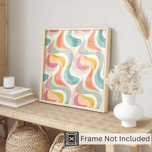 Miniatura 3 de Ethan Taylor Abstract Wall Art Prints Unframed Square Posters 'Retro 70s Hippie Groovy Pattern III' Retro Home Décor for Living Room, Bedroom
