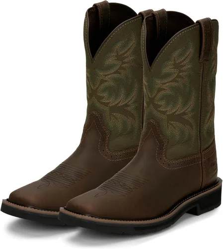 Justin Botas de trabajo blancas Stampede Sq Toe para hombre