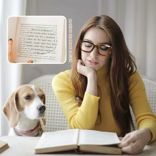Miniatura 7 de JiSoo Anteojos de lectura cuadrados de gran tamaño para mujer 1.0, diseño grueso y elegante 1.0 para mujer con bisagra de resorte, cuarzo azul 1.0