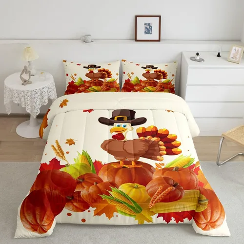 Miniatura 30 de Juego de edredón de calabaza de otoño tamaño individual para niños y niñas, juego de ropa de cama para niños, mujeres y hombres, ultra suave