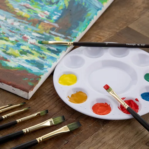 Miniatura 5 de Falling in Art Juego de 9 pinceles planos, pinceles profesionales de nailon, pincel de artista de mango largo para acuarela, acrílico y pintura al