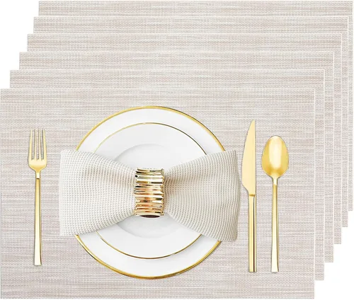 Miniatura 31 de Juego de 12 manteles individuales lavables y limpiables para mesa de comedor, cocina, interior y exterior, manteles individuales resistentes al