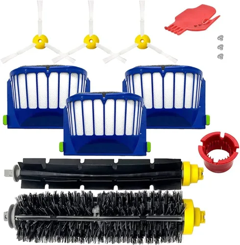 Piezas de repuesto para aspiradoras Roomba 500 600 Series 595 585 564 690 692 694 - Incluye 3 filtros, 3 cepillos laterales y 1 cepillo de cerdas