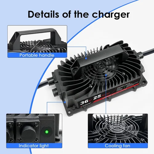 Miniatura 7 de EPOWREY - Cargador de batería de litio para carrito de golf de 25 amperios para batería LiFePO4 de 36 voltios/43.8 V (38.4 V) para carrito de golf