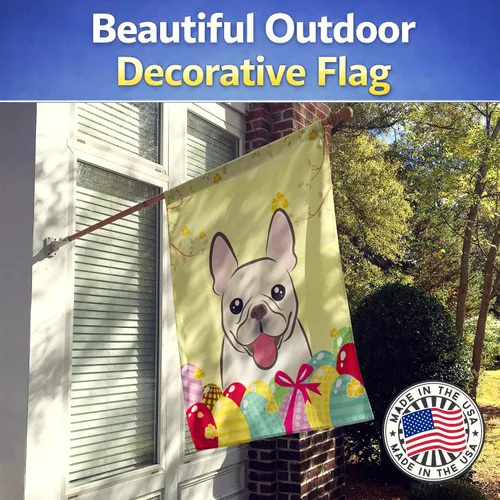 Miniatura 3 de Caroline's Treasures BB1920CHF - Bandera de caza de huevos de Pascua con diseño de bulldog francés, para casa, gran porche, para colgar en la pared