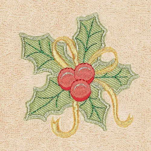 Miniatura 2 de Toalla de mano bordada de lujo 100% algodón turco, racimo de acebo de Navidad