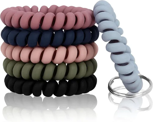 Miniatura 8 de BIHRTC Llavero de muñeca con resorte flexible espiral de muñeca de bobina de sauna llavero