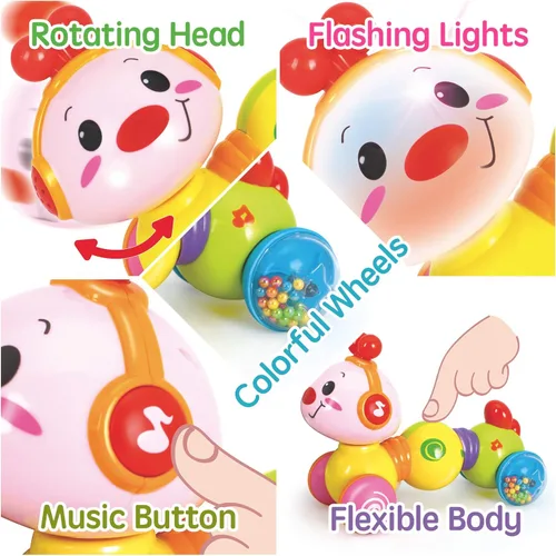 Miniatura 3 de Stone and Clark Juguete musical de oruga Press & Go, juguetes para bebés de 6 a 12 meses, juguetes para bebés de 6 a 12 meses, juguetes infantiles