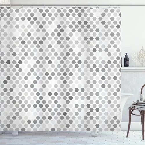 Miniatura 13 de Pingüino Shadow Fun cortina de ducha de tela con ganchos 69 x 70 pulgadas Azul pálido rosa pálido