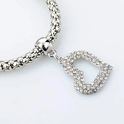 Miniatura 3 de Long Way 3 pulseras de abalorios chapados en oro rosa y plata para mujer, pulsera elástica multicapa de cristal