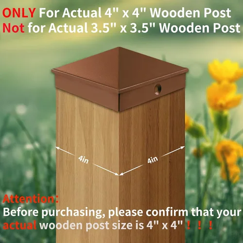 Miniatura 33 de Azdele Tapas de aluminio piramidal de 4 x 4 para postes nominales de madera de 4 x 4 pulgadas (verdadero 3.5 x 3.5 pulgadas), con superficie