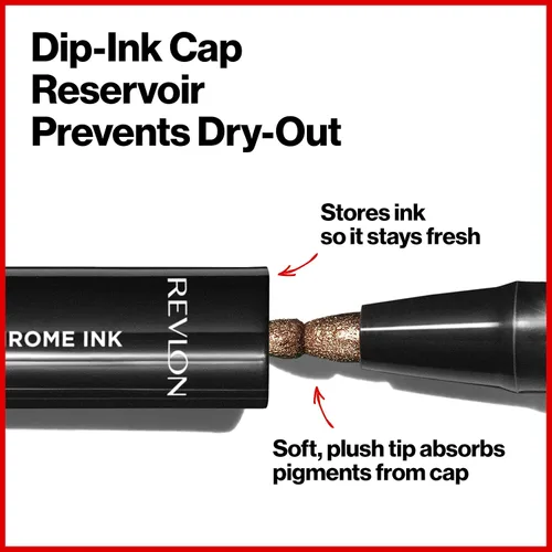 Miniatura 3 de Revlon So Fierce! Delineador de ojos líquido de tinta cromada, delineador metálico duradero con tapa de tinta de inmersión para Pearl, Shimmer 901