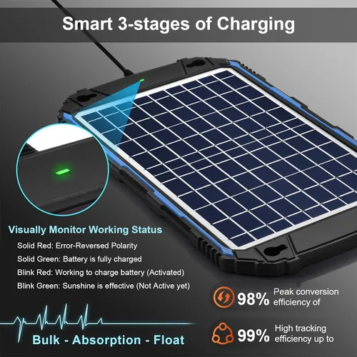 Miniatura 3 de SUNER POWER Cargador de batería solar impermeable de 10 W y 12 V y mantenedor Pro, controlador de carga UltraSmart MPPT incorporado, kits de carga
