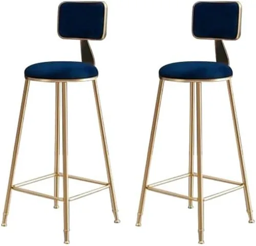 Miniatura 9 de Taburete moderno para mostrador, taburete sin brazos, taburete de hierro con cojín y pedal, 1 taburete corto (18 pulgadas de alto) azul