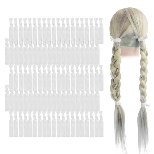 Miniatura 43 de MEEDEE Paquete de 100 lazos para el cabello, color negro, sin pliegues, nudos suaves para mujeres, sin daño, adecuado para colas de caballo, yoga