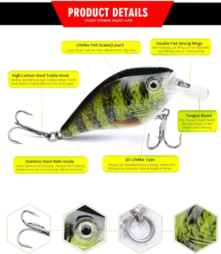 Miniatura 2 de PROBEROS Juego de señuelos de pesca Crankbaits Hard Baits Boat Ocean Topwater Señuelos Kit de aparejos de pesca, juego de cebos duros para trucha
