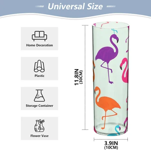 Miniatura 2 de Green Cartoon Flamingo Silhouette Plastic Flower Vases 11.8 x 3.9 Inch decorative Small Vases for Flowers Decorative Indoor Bedroom Dining Room