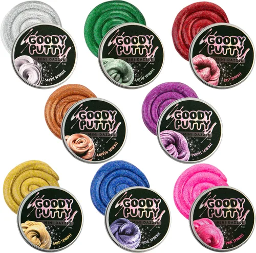 Dazzle Putty Toy Goody Putty Mini Latas, paquete de 8
