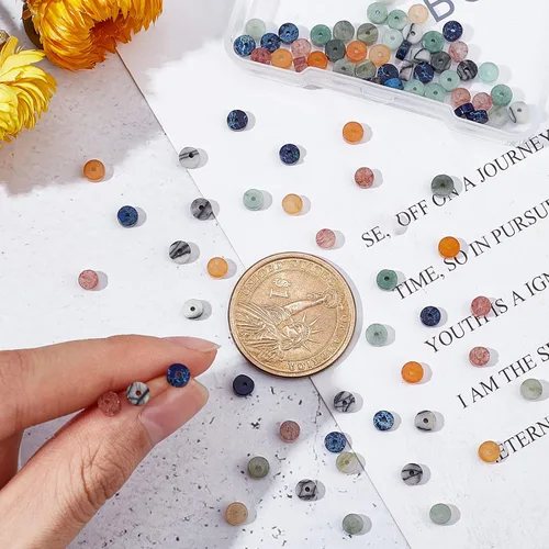 Miniatura 4 de NBEADS 160 cuentas Heishi de 8 estilos de piedras preciosas naturales, cuentas espaciadoras planas redondas de disco surtido, cuentas de roca de 160