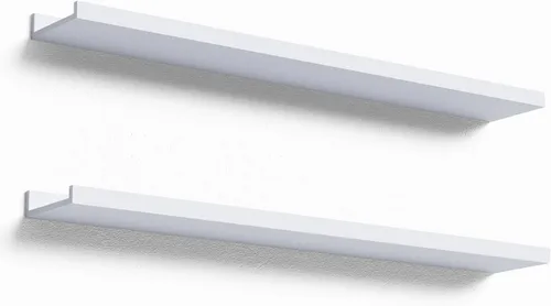 Miniatura 17 de Boswillon Juego de 2 estantes flotantes montados en la pared, modernos estantes de pared negros para almacenamiento con labio, estante de repisa