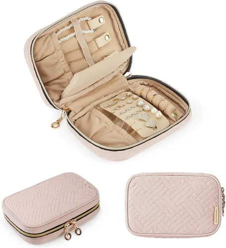 Miniatura 17 de BAGSMART Estuche organizador de joyería, de viaje para collar, aretes, anillos, brazalete