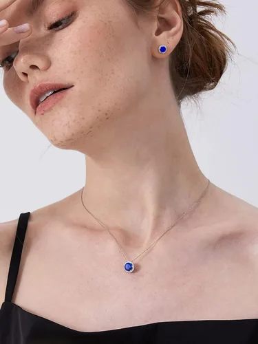 Miniatura 2 de ChicSilver Collar de plata de ley 925 con forma de corazón, redondo, pera, esmeralda, piedra natal simulada, regalo de cumpleaños para mujeres