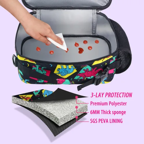 Miniatura 4 de RLGPBON Lonchera para Niños, Lonchera con Aislamiento Térmico para Niños y Niñas, Bonita Bolsa de Almuerzo y Lonchera Reutilizable para Niños
