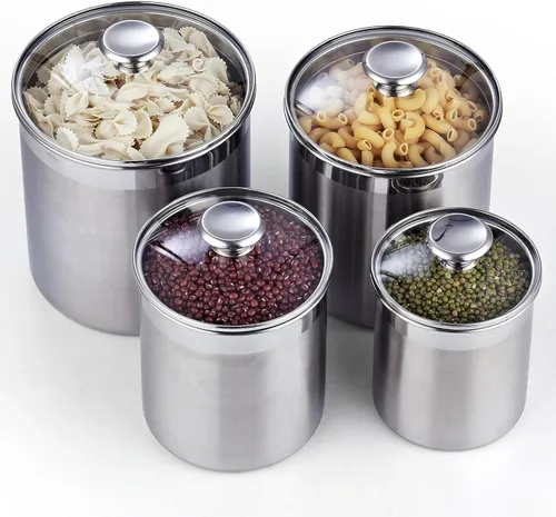Miniatura 9 de Cooks Standard Juego de recipientes de almacenamiento de acero inoxidable para alimentos, tamaño mediano, 4 piezas, 0.95qt/1.6qt/2.5qt/3.5qt