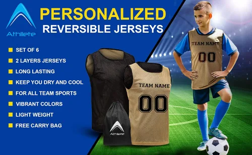 Miniatura 8 de Athllete Diseña tu propio chaleco de ScrimmageReversible PinniesTeam Practice Jerseys Top Tank con bolsa de transporte gratuita.