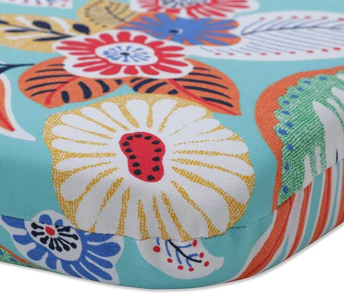 Miniatura 4 de Pillow Perfect Cojín floral brillante para silla de interior/exterior con lazos, 2 unidades, 15.5 x 18.5 pulgadas, azul/naranja Marlow