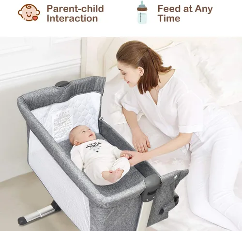 Miniatura 2 de BABY JOY Cuna de noche para bebé, cuna portátil de viaje con bolsa de transporte, cuna para recién nacidos para bebés, cuna para niños con colchón
