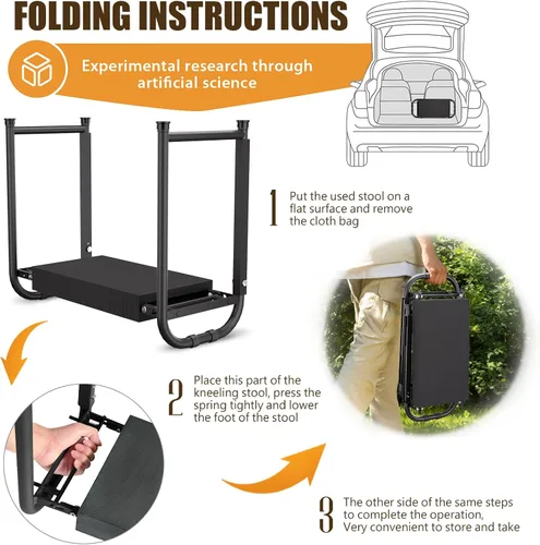 Miniatura 7 de seasky Rodillero y asiento plegable para jardín, banco de jardinería antivuelco, almohadilla gruesa y suave, taburete de jardinería resistente