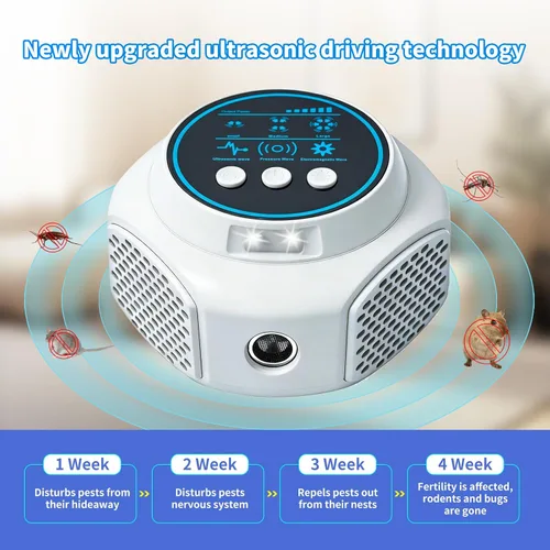 Miniatura 5 de Repelente ultrasónico de plagas para interiores, trampas para ratones para el hogar, repelente de ratones, dispositivo ultrasónico, repelente