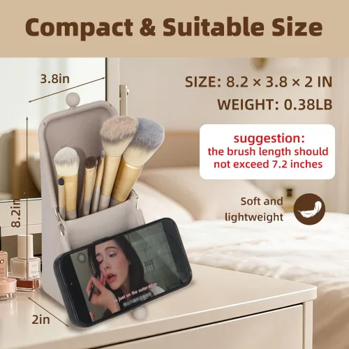 Miniatura 2 de sostenedor del cepillo del maquillaje del silicón, bolso cosmético portátil suave y elegante impermeable del viaje, bolso del maquillaje de pie