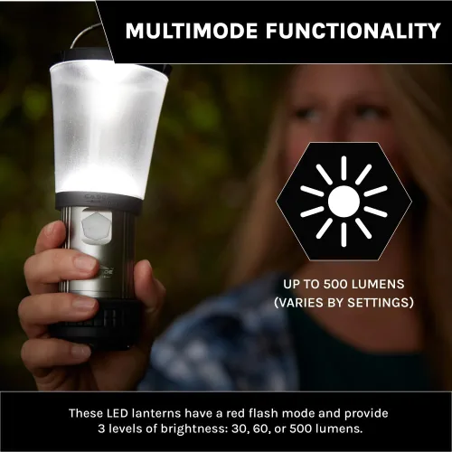 Miniatura 3 de Cascade Mountain Tech Linterna LED plegable IPX4 resistente al agua con 4 modos de luz, paquete de 3, negro/plateado