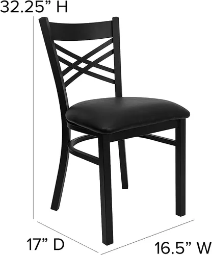 Miniatura 3 de Flash Furniture Serie Hércules Silla de metal para restaurante con respaldo "X", silla moderna tapizada sin apoyabrazos para restaurantes y cocinas