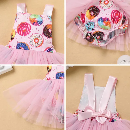 Miniatura 20 de IBTOM CASTLE Vestido de princesa tutú para niña pequeña con estampado de leopardo, dona, ratón, vestido de princesa con funda para pañales, conjunto