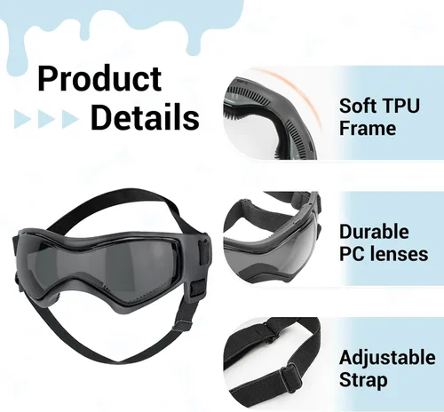 Miniatura 4 de Gafas para perros pequeños con casco, 2 lentes de sol para perros y casco de motocicleta para mascotas para razas pequeñas y medianas al aire libre