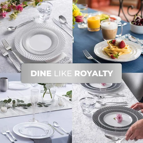Miniatura 3 de Stock Your Home 125 tenedores desechables de plástico resistente, cubiertos de plástico elegantes que parecen cubiertos reales, utensilios perfectos
