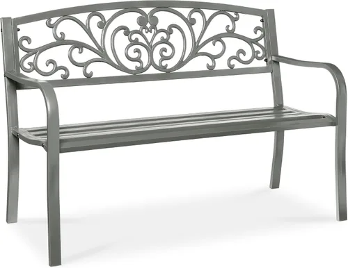 Miniatura 12 de Mejor Elección Productos 50 in patio parque banco de jardín patio marco de acero inoxidable muebles al aire porche silla, L, Negro