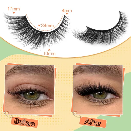 Miniatura 2 de Pestañas naturales de ojo de gato, pestañas postizas wispy de visón que parecen extensiones de pestañas de ojo de zorro, 9 pares por Zegaine