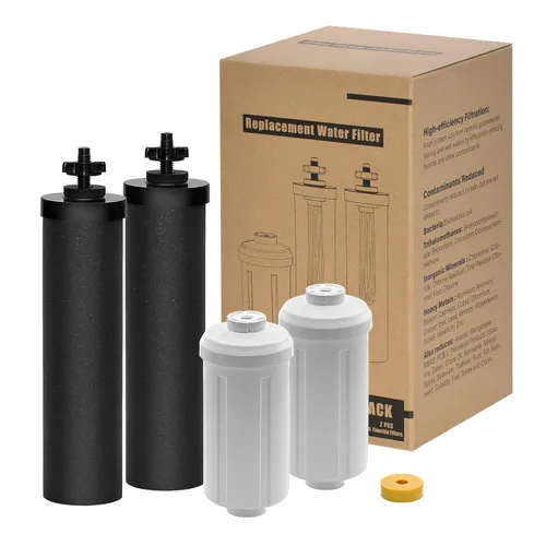 Paquete de filtros negros y fluoruros de repuesto para el sistema de filtro de agua Big Berkey, compatible con filtro Berkey de repuesto, filtro de