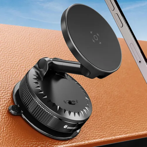 Soportes de teléfono para tu automóvil [base de nano-gel de 108 libras + succión al vacío y 3600 gf magnético] Soporte ajustable de 360°
