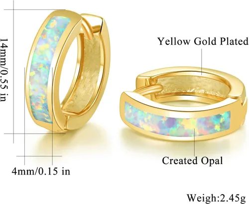 Miniatura 71 de CiNily Aretes Huggie de ópalo con bisagras, chapados en oro, hipoalergénicos, pequeños aretes de aro para mujeres, adolescentes, niñas, hombres