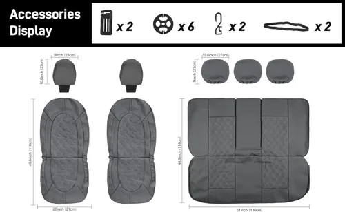 Miniatura 7 de CAROMOP Juego de fundas de asiento delantero de automóvil de piel sintética de lujo, fundas de asiento de automóvil impermeables antimanchas