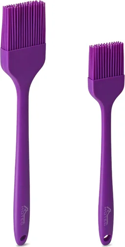HOTEC - Cepillos para untar de silicona, resistentes al calor, cepillos para repostería para untar aceite, mantequilla, salsa y adobos para Púrpura
